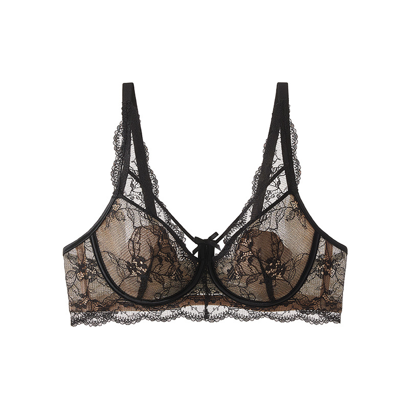 Női nylon melltartó vékony öntött kosarakkal, acélkeret nélkül, lélegző, hátul három soros záródás