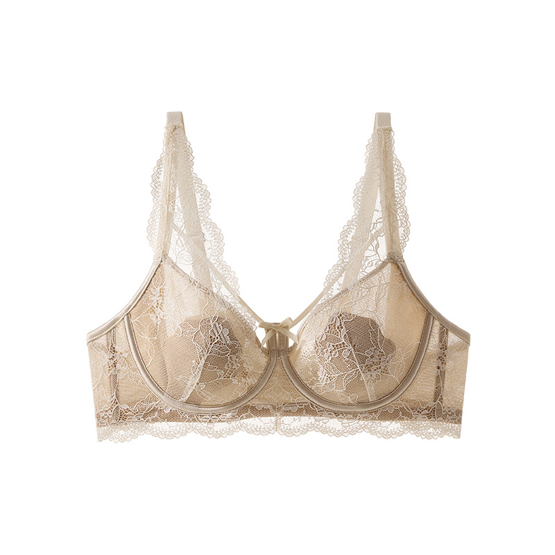 Női nylon melltartó vékony öntött kosarakkal, acélkeret nélkül, lélegző, hátul három soros záródás