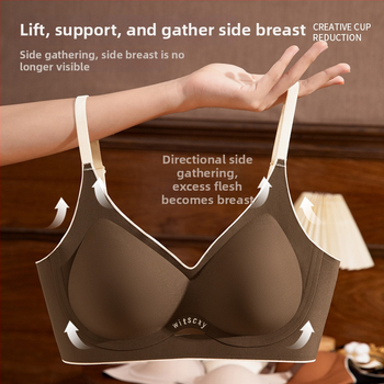 Sűrített melltartó 3/4-es kosárral, vezeték nélküli (nincs acélkeret), fix kettős vállpántok, hátul háromsoros kapocs, nylon anyag