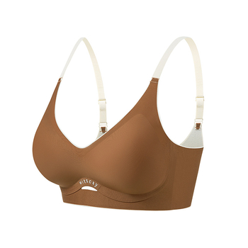 Sűrített melltartó 3/4-es kosárral, vezeték nélküli (nincs acélkeret), fix kettős vállpántok, hátul háromsoros kapocs, nylon anyag