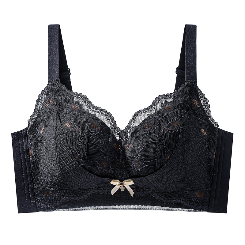 Csipkés push-up melltartó, 3/4 kosár, memóriahabos formázott kosár, légáteresztő, hátul négy sor kapoccsal