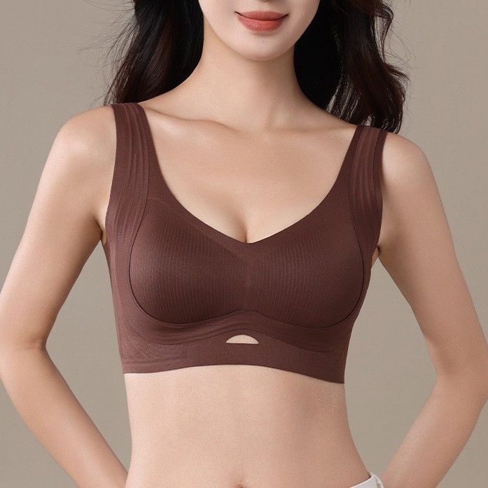Női varrás nélküli melltartó, 3/4 kosár, formázott kosár: felső része vékony, alsó része vastag, rögzített vállpántok, fő anyag pamut, bélés pamut
