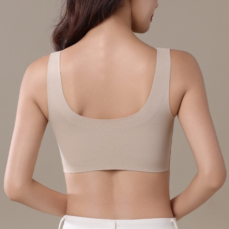Női varrás nélküli melltartó, 3/4 kosár, formázott kosár: felső része vékony, alsó része vastag, rögzített vállpántok, fő anyag pamut, bélés pamut