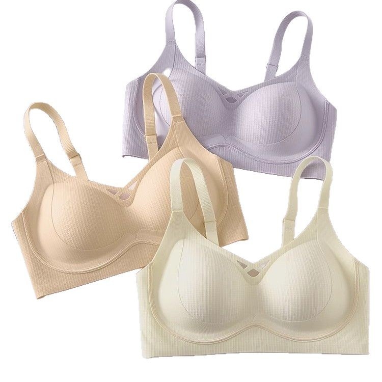 Pamut, vezeték nélküli, varrat nélküli melltartó, kényelmes, push-up és oldalsó gyűjtés