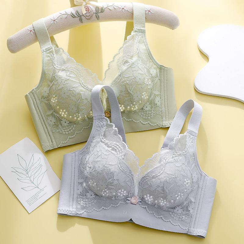 Bezšivna čipkasta grudnjica za žene, lagana ljetna verzija, 3/4 košarica s ultratankim oblikovanim košaricama, najlon tkanina, podstava od spandeksa, bez čelične žice, fiksni dvostruki kaiševi