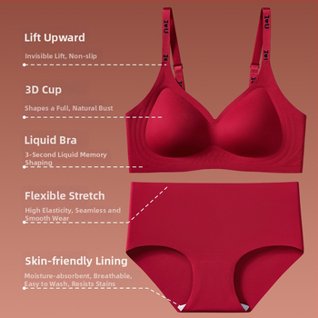 Set de lenjerie din nailon, fără cusături, cupe pline, cupe modelate din bumbac (medii) și bretele fixe, duble