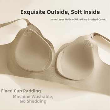 Σουτιέν χωρίς σύρμα, χωρίς ραφές, με 3/4 κάλυμμα, λεπτά μορφοποιημένα cups, σταθερές τιράντες, πίσω κούμπωμα με τρεις σειρές αγκιστριών