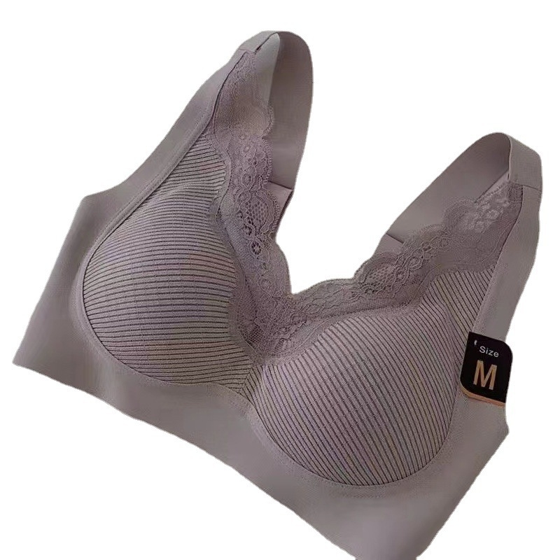Drót nélküli csipkés melltartó, seamless, 3/4 kosár, hátul zár 3 sor kapocs