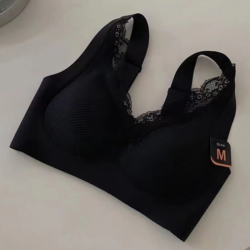 Drót nélküli csipkés melltartó, seamless, 3/4 kosár, hátul zár 3 sor kapocs