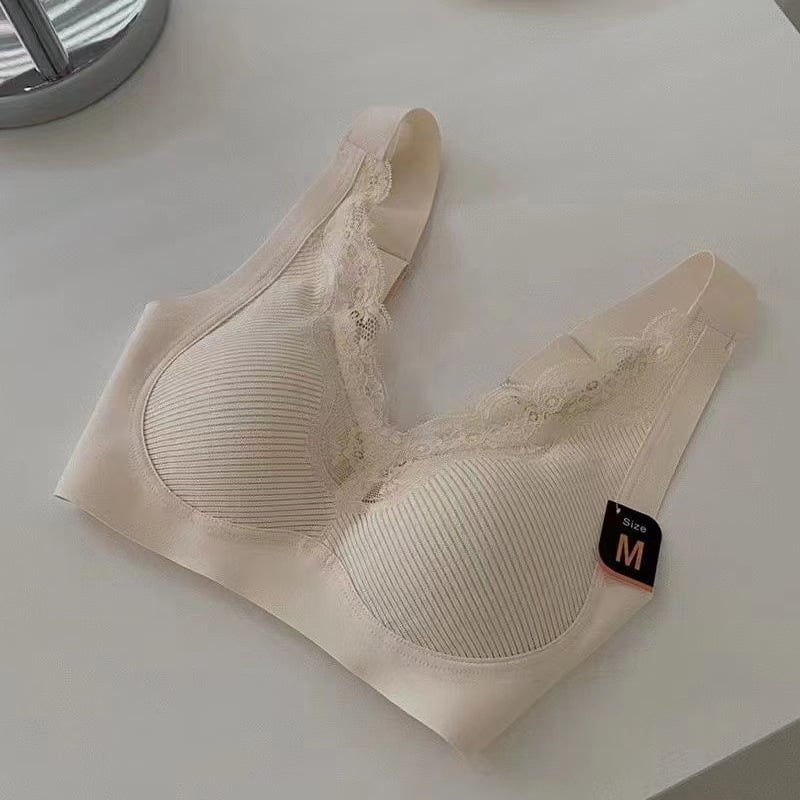 Drót nélküli csipkés melltartó, seamless, 3/4 kosár, hátul zár 3 sor kapocs