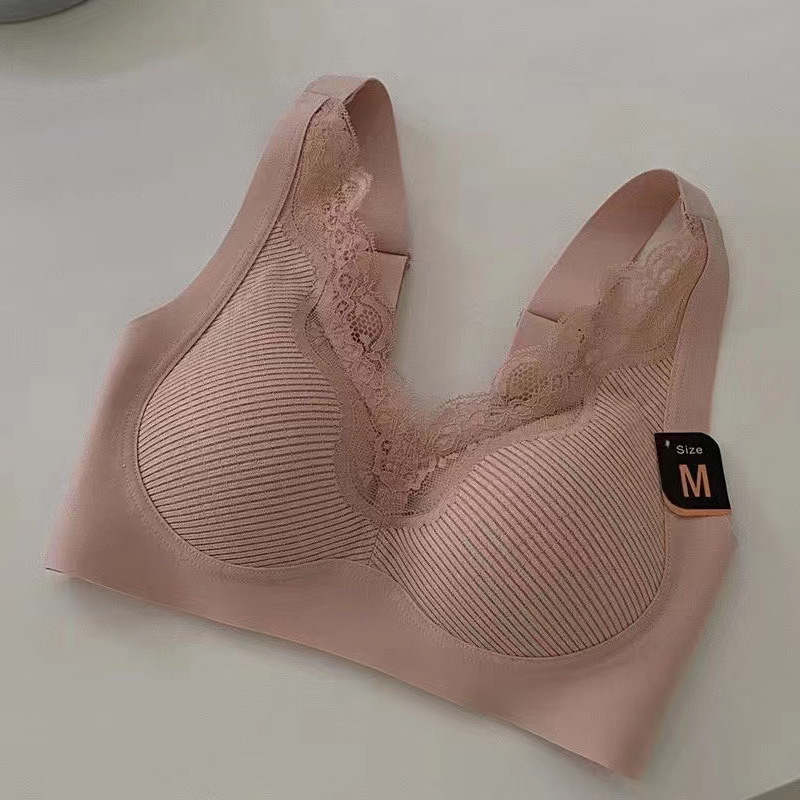 Drót nélküli csipkés melltartó, seamless, 3/4 kosár, hátul zár 3 sor kapocs