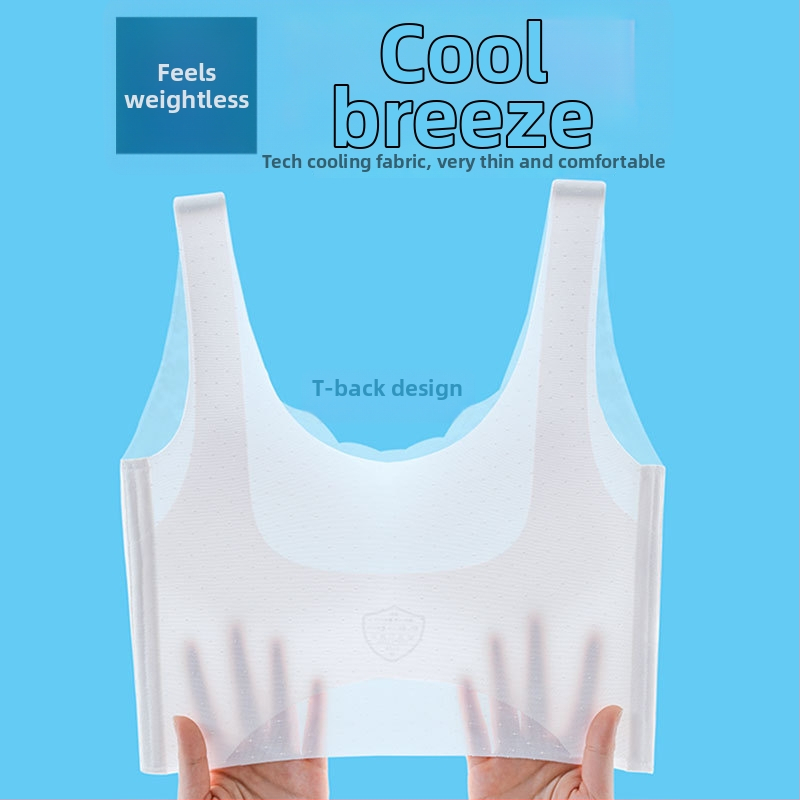 Sima nyári sportmelltartó-vest-stílusú, teljes kosár, vékony formázott kosár, merevítő nélkül, fix dupla vállpántok, lélegző nylon anyag