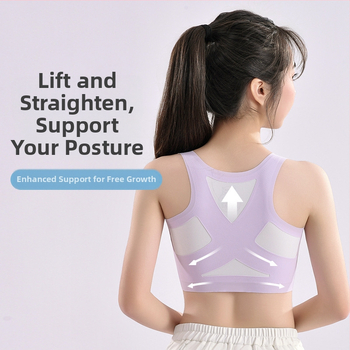 Meitenēm paredzēts sporta krūšturis-vests ar I formas muguras atbalstu, pilnas krūzes, formētas krūzes no kokvilnas, galvenais materiāls – nylon, elpojoša odere