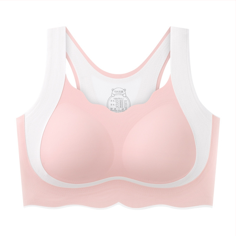 Meitenēm paredzēts sporta krūšturis-vests ar I formas muguras atbalstu, pilnas krūzes, formētas krūzes no kokvilnas, galvenais materiāls – nylon, elpojoša odere