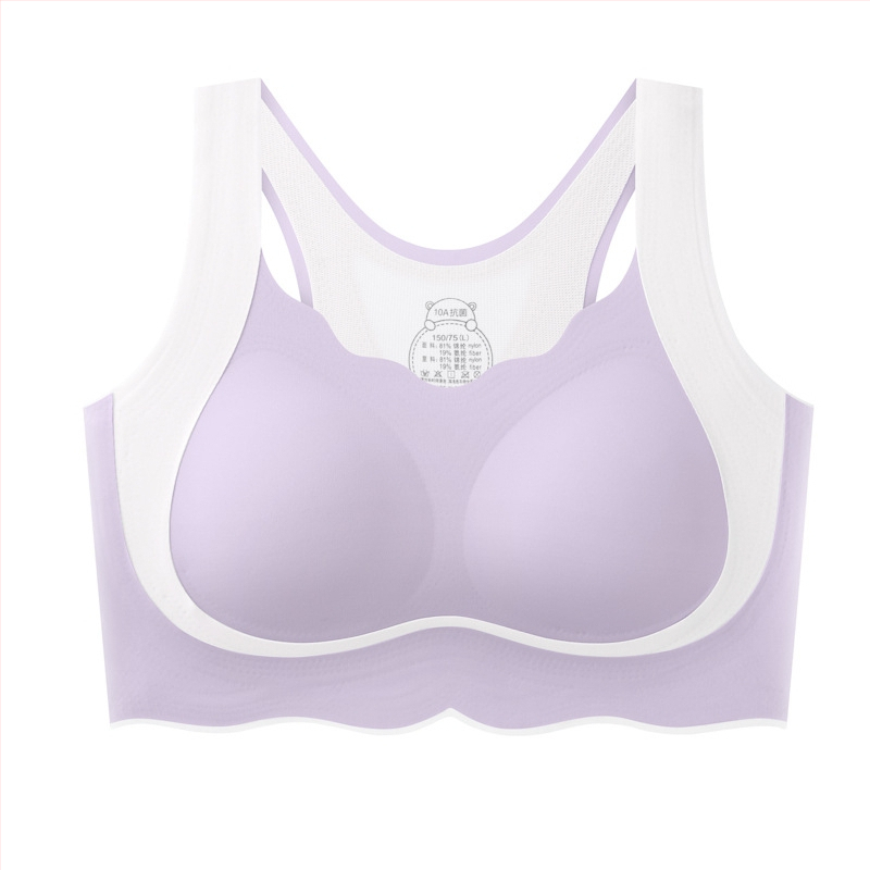 Meitenēm paredzēts sporta krūšturis-vests ar I formas muguras atbalstu, pilnas krūzes, formētas krūzes no kokvilnas, galvenais materiāls – nylon, elpojoša odere