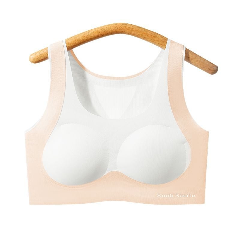 Pubertáskorú lányoknak szánt sportmelltartó (12–15 évesek), teljes kosár, vékony formázott kosár, Nylon alapanyag (70–80%), rögzített kettős pántok, légies és formázó