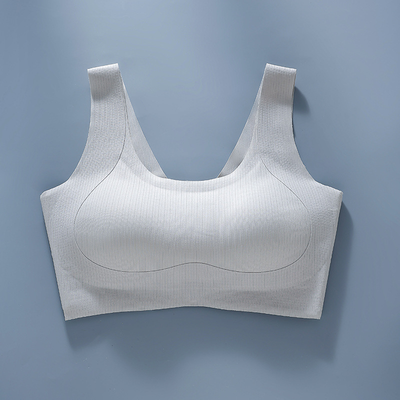Bezšuvju sieviešu sporta krūšturis, pieguļošs mazam krūtim, regulējams pacēlums, muguras atbalsts, elpojošs neilona audums