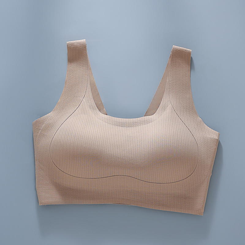 Bezšuvju sieviešu sporta krūšturis, pieguļošs mazam krūtim, regulējams pacēlums, muguras atbalsts, elpojošs neilona audums