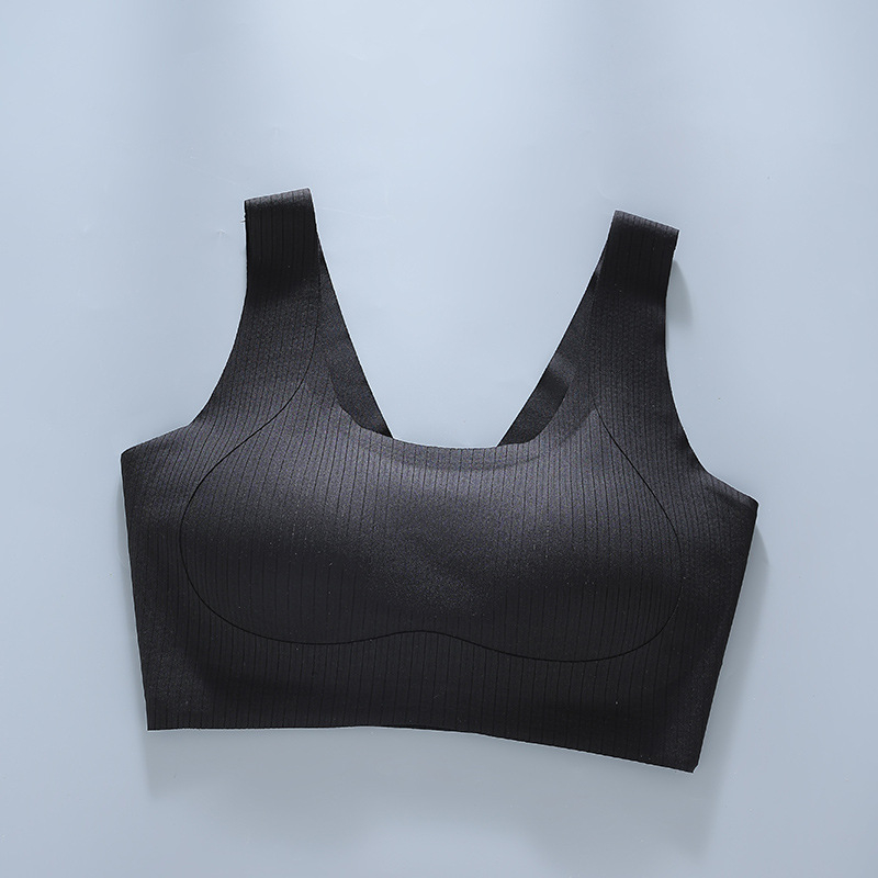 Bezšuvju sieviešu sporta krūšturis, pieguļošs mazam krūtim, regulējams pacēlums, muguras atbalsts, elpojošs neilona audums