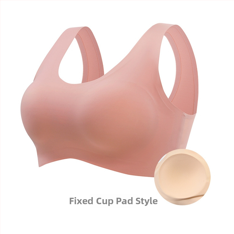 Bezšuvju sporta krūšturis no ledus zīda ar pilnu kausu, fiksētiem kausiem un sānu krūšu atbalstu