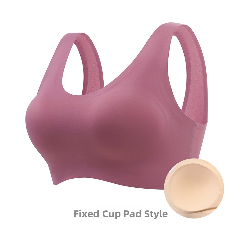 Bezšuvju sporta krūšturis no ledus zīda ar pilnu kausu, fiksētiem kausiem un sānu krūšu atbalstu