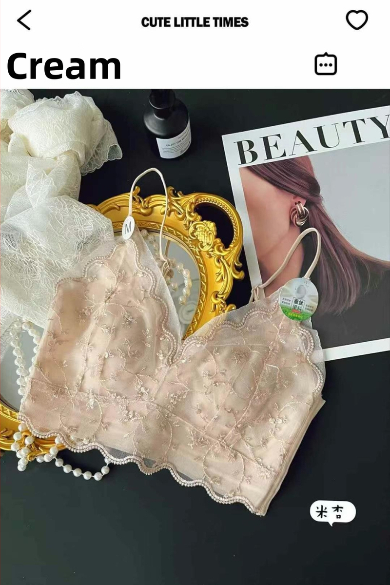 6272 Sieviešu vasaras mežģīņu krūšturis ar bezšuvju muguru, galvenais materiāls neilons, iekšējā odere kokvilna, plānas veidotas kauss, fiksētas dubultās siksnas