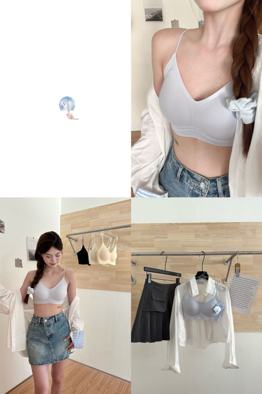 Donje rublje od ice-silk s finim svjetlucavim trakama, bezšivne stražnje, lagani ljetni top-bra