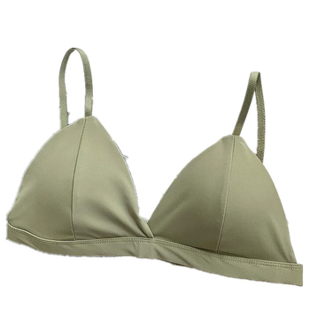 Neilona krūšturis ar trijstūra kausiem, bez metāla, muguras aizdare vienā rindā, fiksētas dubultās siksnas.