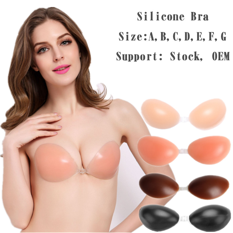 Silikona krūšturis bez plecu siksnām, ar 3/4 kausiem, plānas formētas kausi, priekšējā aizdare