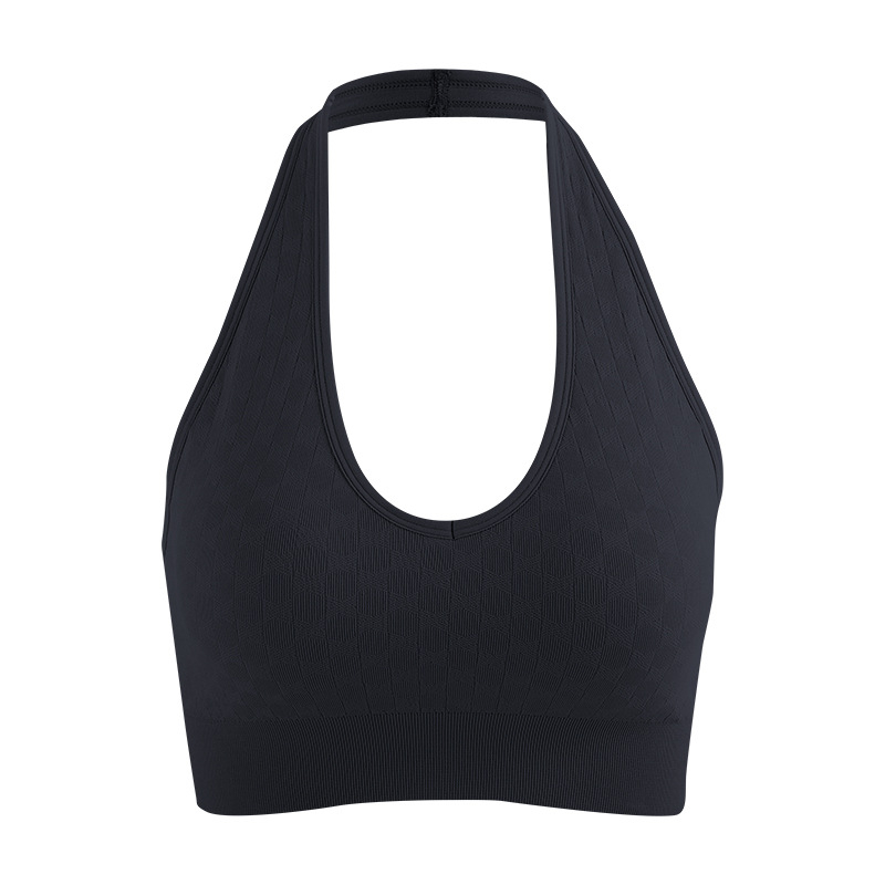 Joga top s umetkom za grudni koš (Materijal: Spandex/Lycra; Glavni materijal: Spandex 6,1%; Podstava: Nylon 93,9%; Košarica: 3/4, tanak kalup; Bezšivne šavovi: Da)