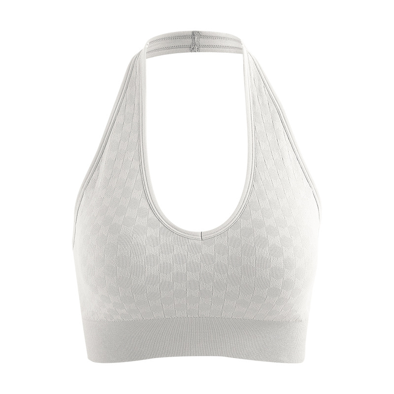 Joga top s umetkom za grudni koš (Materijal: Spandex/Lycra; Glavni materijal: Spandex 6,1%; Podstava: Nylon 93,9%; Košarica: 3/4, tanak kalup; Bezšivne šavovi: Da)