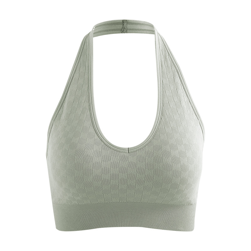 Joga top s umetkom za grudni koš (Materijal: Spandex/Lycra; Glavni materijal: Spandex 6,1%; Podstava: Nylon 93,9%; Košarica: 3/4, tanak kalup; Bezšivne šavovi: Da)