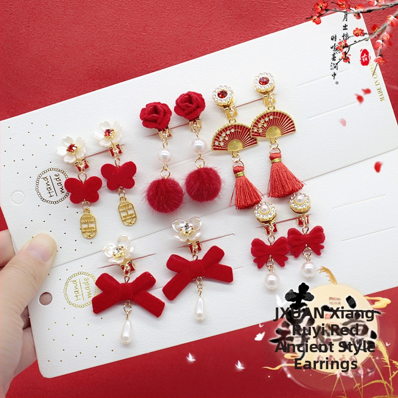 Ušný klip s strapcami, etnický štýl pre deti, séria Princezná, krištáľový akcent, samostatné balenie