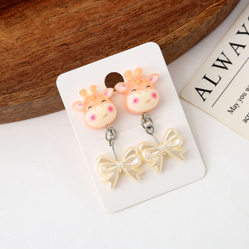 Vaikų ausų klipsai, animacinio stiliaus, plastikas/resinas, gyvūnų/zodiako forma, rankų darbo