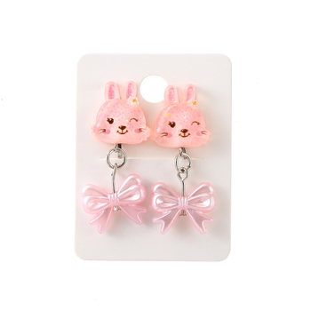 Vaikų ausų klipsai, animacinio stiliaus, plastikas/resinas, gyvūnų/zodiako forma, rankų darbo