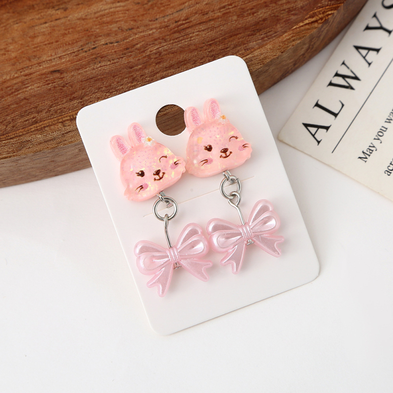 Vaikų ausų klipsai, animacinio stiliaus, plastikas/resinas, gyvūnų/zodiako forma, rankų darbo