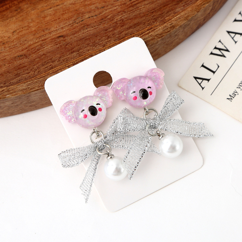 Vaikų ausų klipsai, animacinio stiliaus, plastikas/resinas, gyvūnų/zodiako forma, rankų darbo