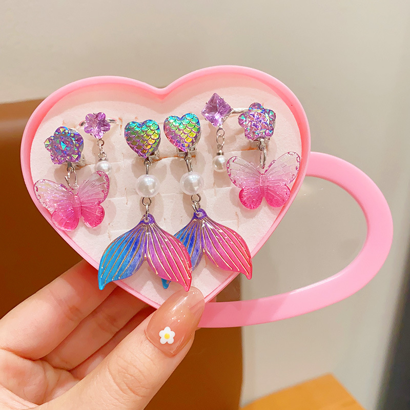 Laste U-kujuline kõrvarõngas klips, merineitsi saba motiiv, käsitöö, materjal: plastik/resiin