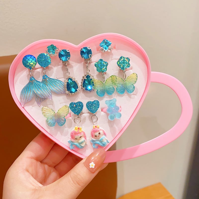 Laste U-kujuline kõrvarõngas klips, merineitsi saba motiiv, käsitöö, materjal: plastik/resiin