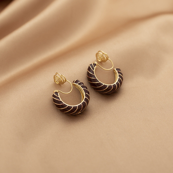 Geomeetrilised C-kujulised kõrvaklipsud, sulam, elektroplaaditud, naise kontoristiil, tootekood 2663