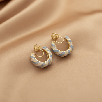 Geomeetrilised C-kujulised kõrvaklipsud, sulam, elektroplaaditud, naise kontoristiil, tootekood 2663