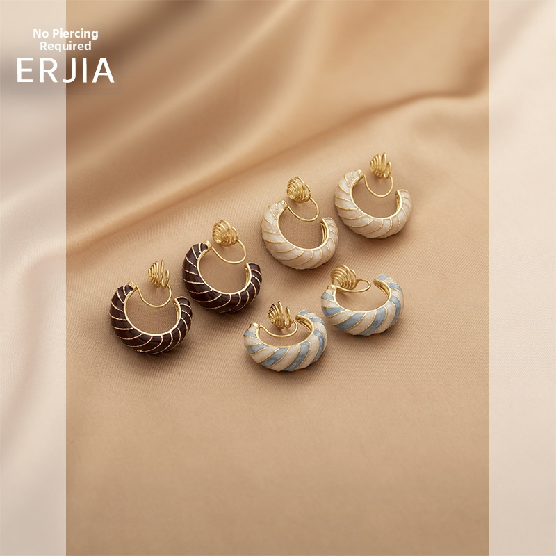 Geomeetrilised C-kujulised kõrvaklipsud, sulam, elektroplaaditud, naise kontoristiil, tootekood 2663