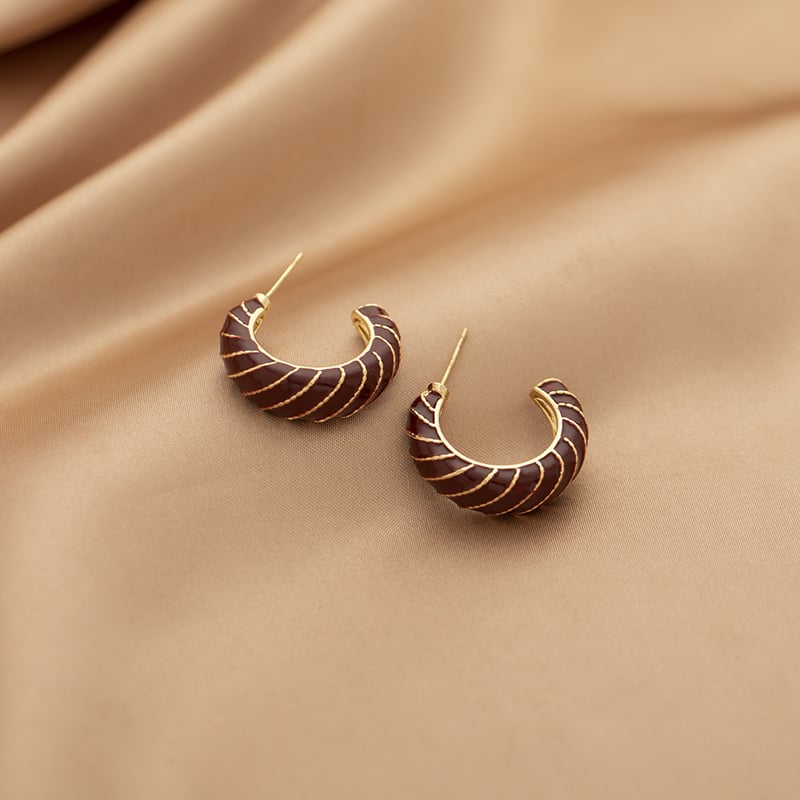 Geomeetrilised C-kujulised kõrvaklipsud, sulam, elektroplaaditud, naise kontoristiil, tootekood 2663