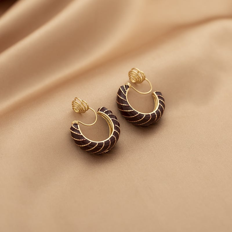 Geomeetrilised C-kujulised kõrvaklipsud, sulam, elektroplaaditud, naise kontoristiil, tootekood 2663