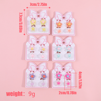 Ушна клипса за деца, акрилни цветя и звезда, ръчна изработка, за деца на възраст 3–10+ години