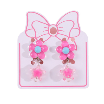 Ушна клипса за деца, акрилни цветя и звезда, ръчна изработка, за деца на възраст 3–10+ години