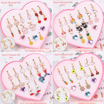 Korejos stiliaus ausų klipsai, animacinių gyvūnų dizainas, lydinys, elektroplatinavimas, atskirai supakuota