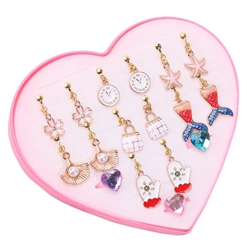 Korejos stiliaus ausų klipsai, animacinių gyvūnų dizainas, lydinys, elektroplatinavimas, atskirai supakuota