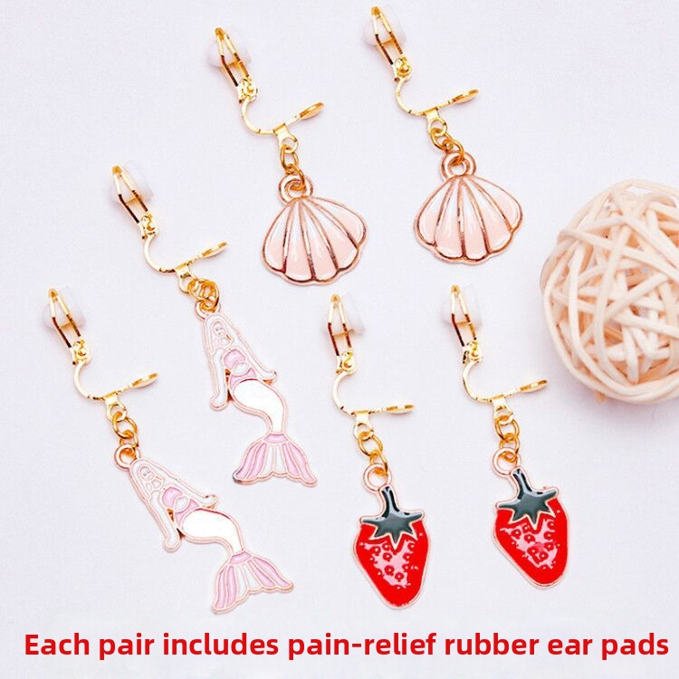 Kórejský štýl klipsov na uši, dizajn s kreslenými zvieratami, zliatina, elektroplatovanie, individuálne balené