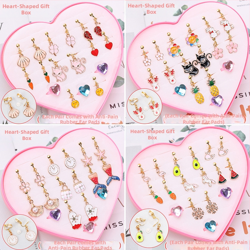 Kórejský štýl klipsov na uši, dizajn s kreslenými zvieratami, zliatina, elektroplatovanie, individuálne balené